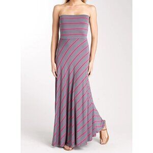 Laila Jayde Strapless Long Dress Gray Pink Striped Strapless Maxi For Women M
